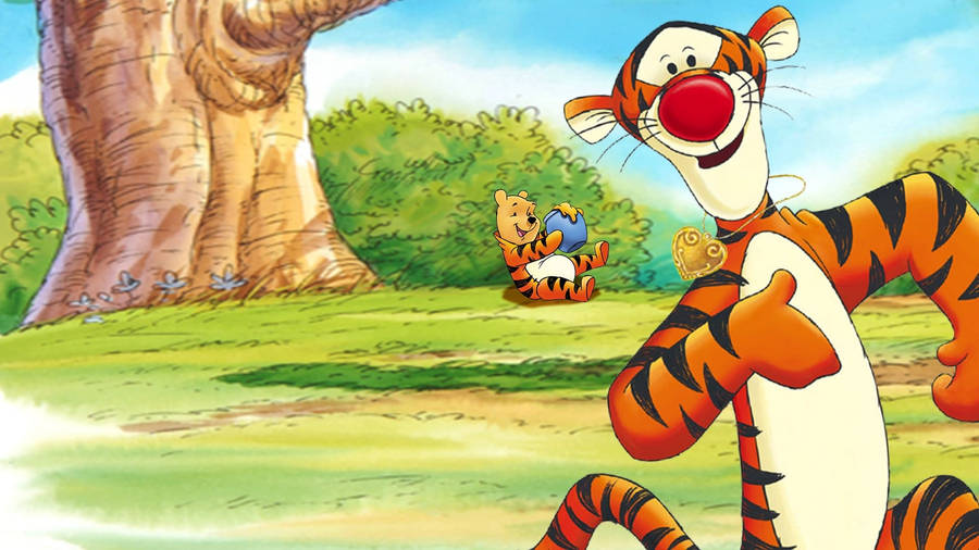 Pooh Dressed As Tigger Wallpaper