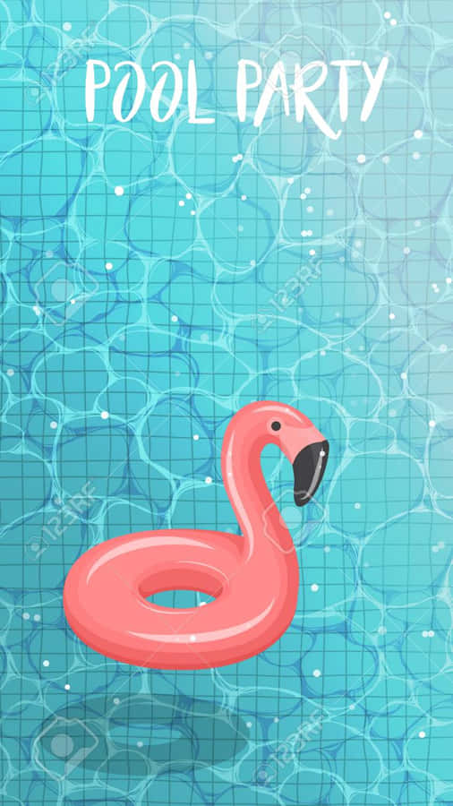 Pool Party Flamingo Float Graphic Wallpaper