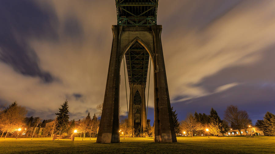 Portland Night Underneath Bridge Wallpaper