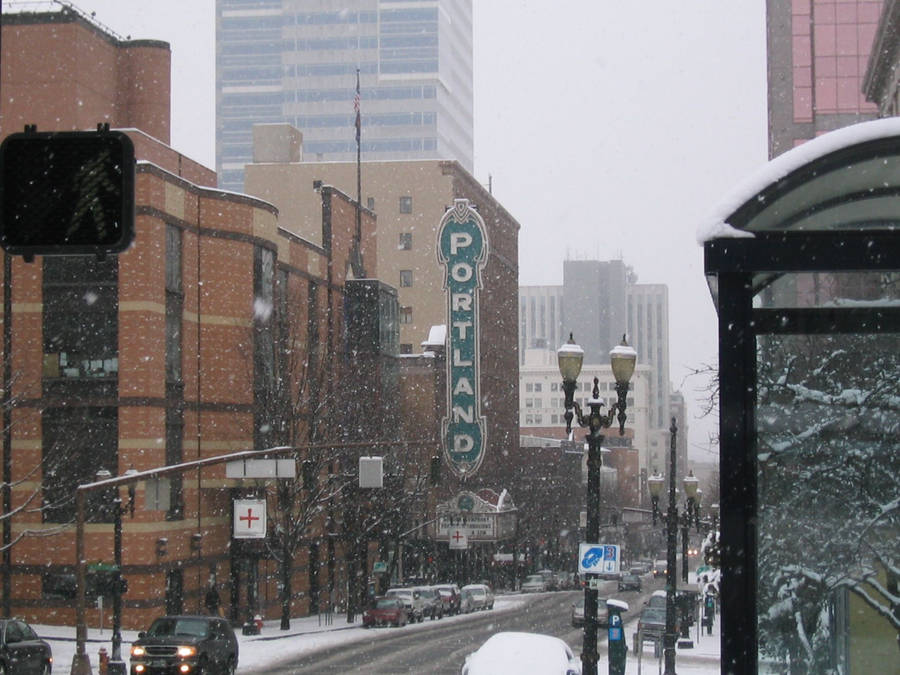 Portland Winter Street Wallpaper