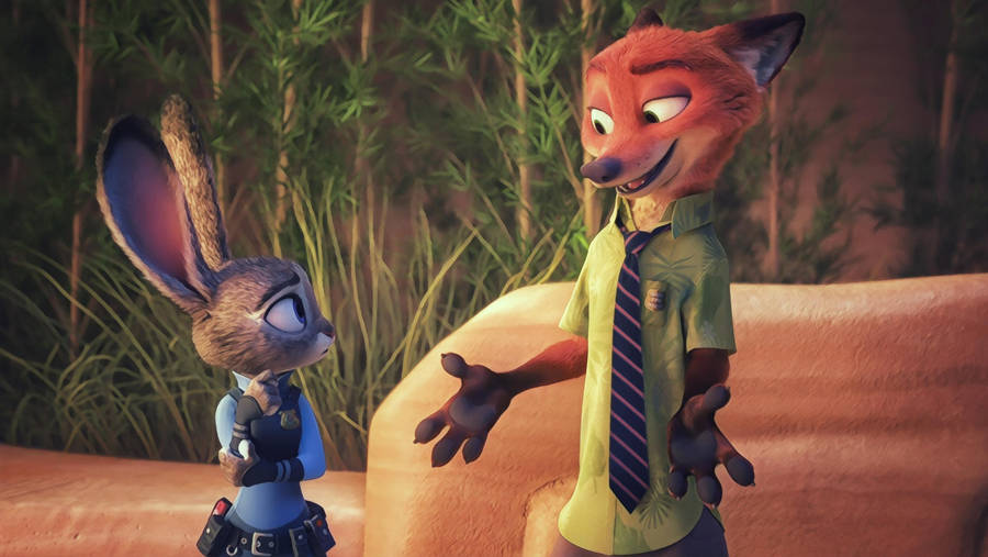 Portrayal Of Nick Wilde, Zootopia's Clever Fox Wallpaper