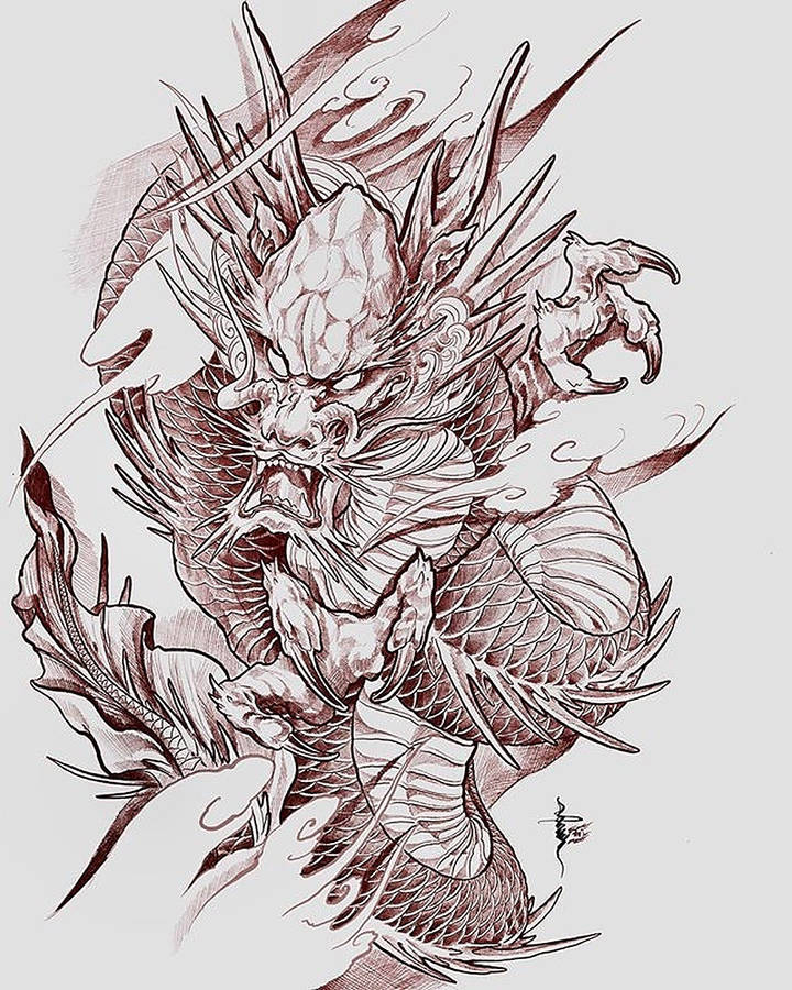 Powerful Japanese Dragon Tattoo Wallpaper