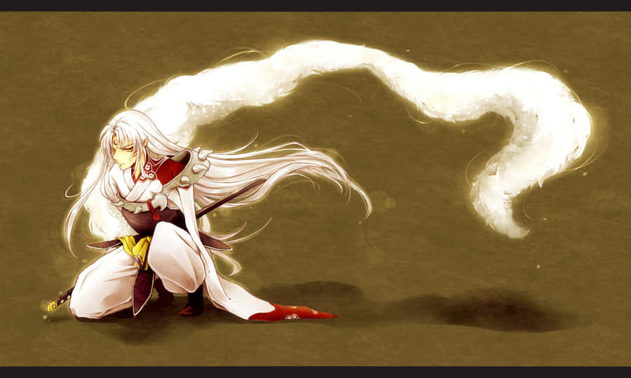 Powerful Sesshomaru In Midst Of Battle Wallpaper