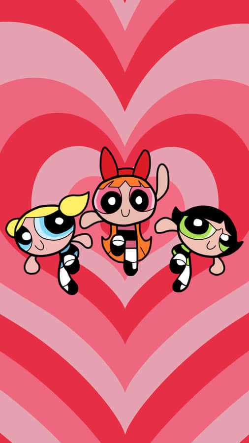 Powerpuff Girls Aesthetic With Hearts Wallpaper