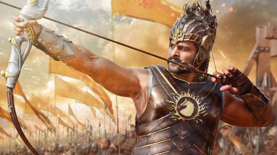 Prabhas Hd Baahubali Aiming An Arrow Wallpaper