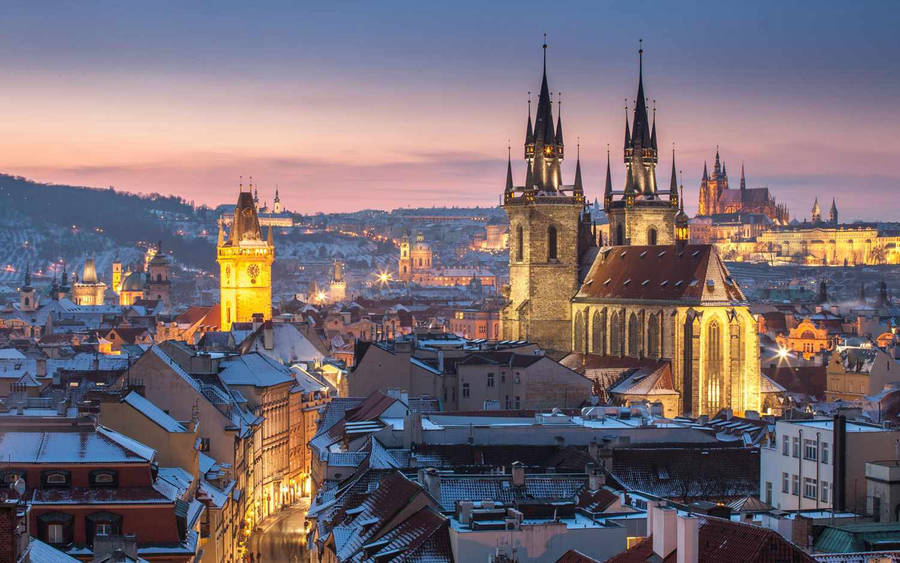 Prague At Dusk Wallpaper