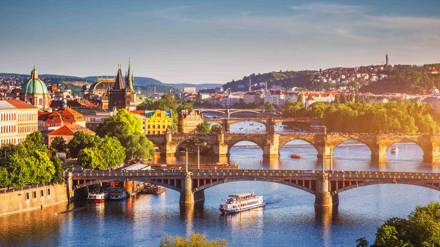 Prague Old And New Bridges Wallpaper