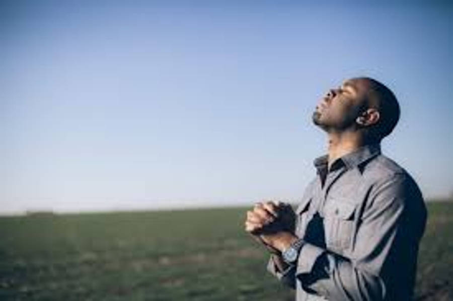 Prayer Man Praying Grassland Wallpaper