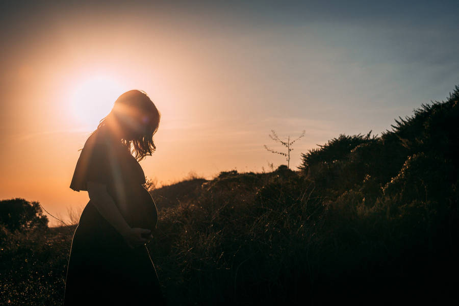 Pregnant Woman Silhouette Photography Wallpaper