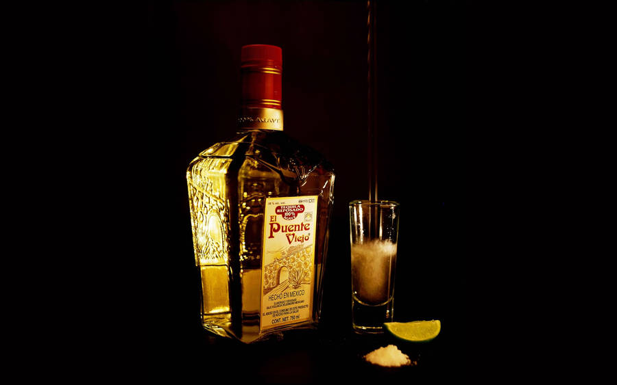 Premium Aged El Puente Viejo Tequila Bottle Wallpaper