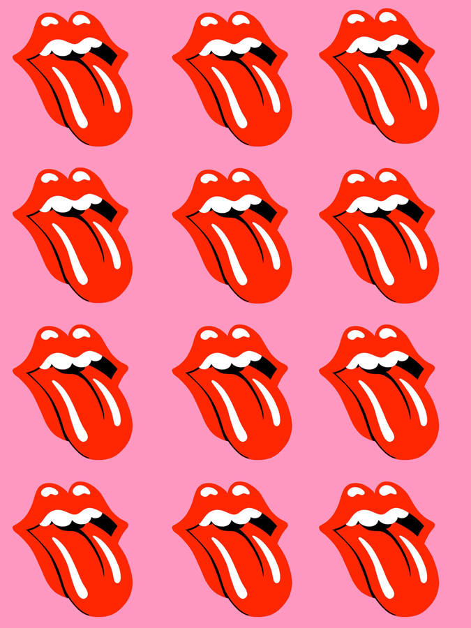 Preppy Rolling Stones Pattern Wallpaper