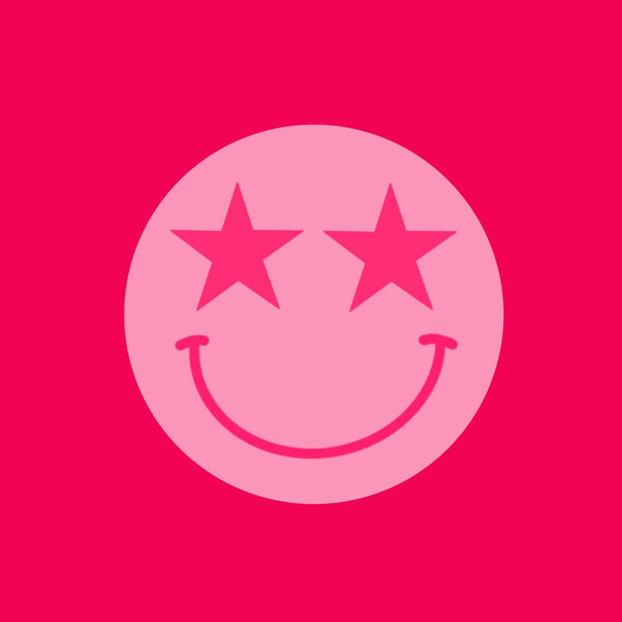 Preppy Smiley Face Pink Star Eyes Wallpaper