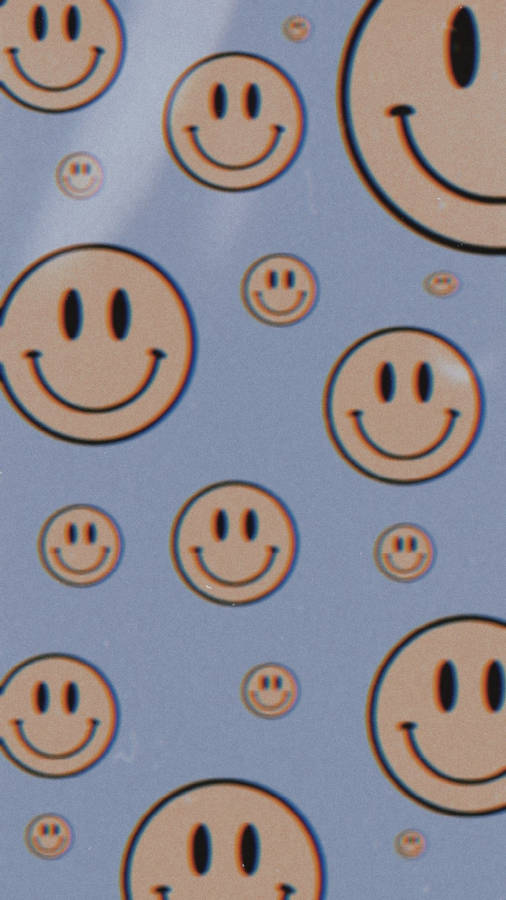 Preppy Smiley Face Retro Pattern Wallpaper