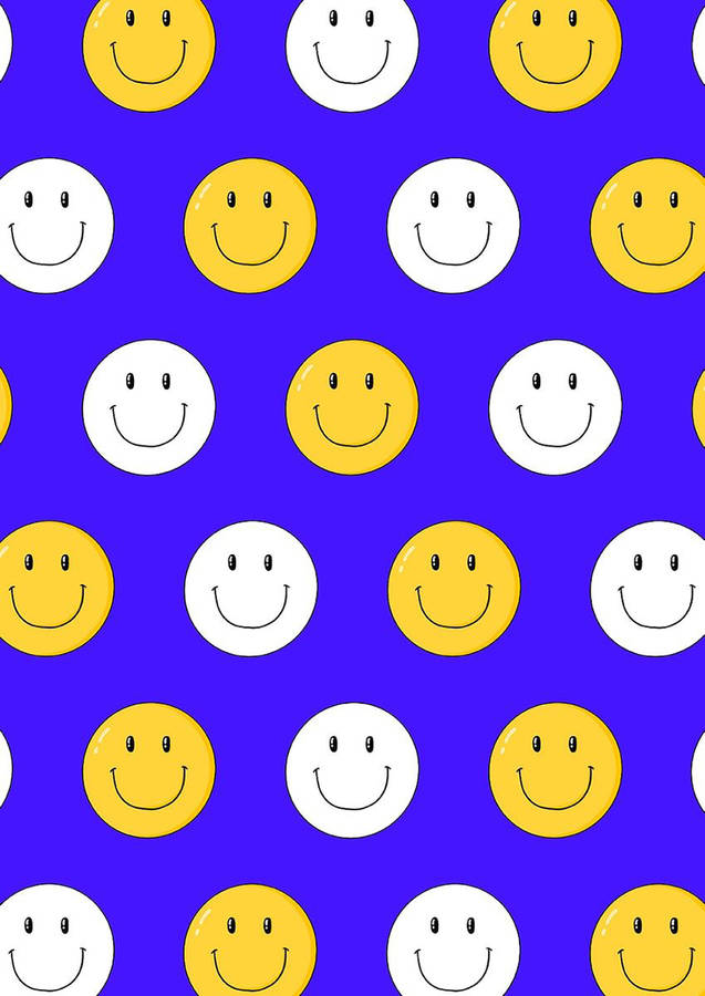Preppy Smiley Face Vibrant Pattern Wallpaper