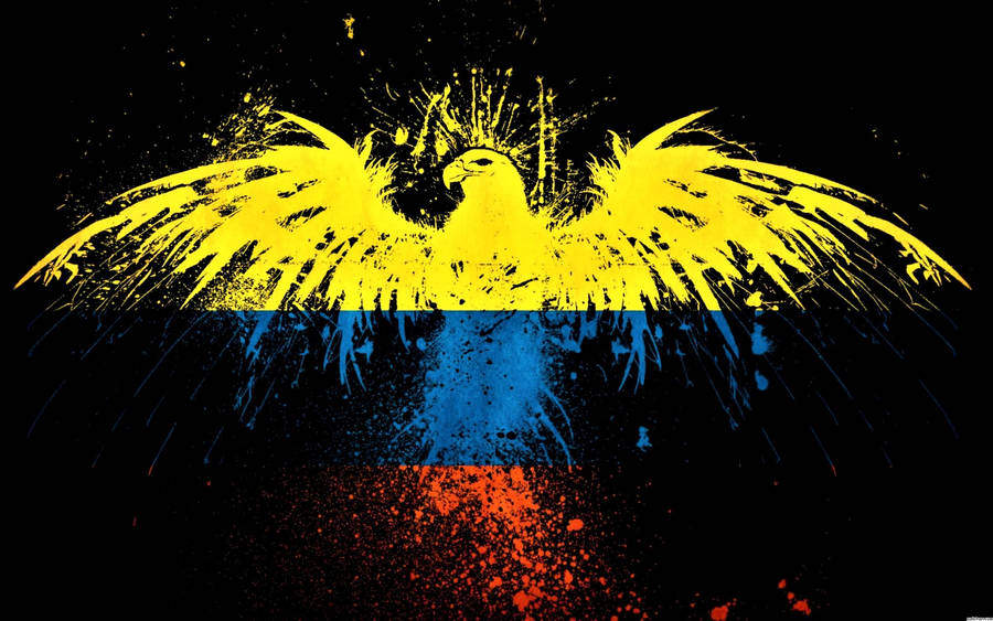 Prestigious Colombian Flag With National Bird Illustration Wallpaper