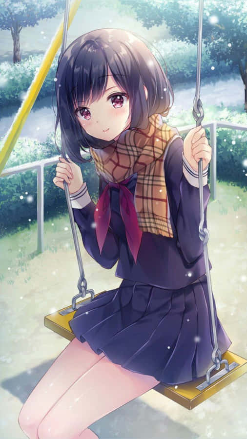 Pretty Anime Girl On A Swing Wallpaper