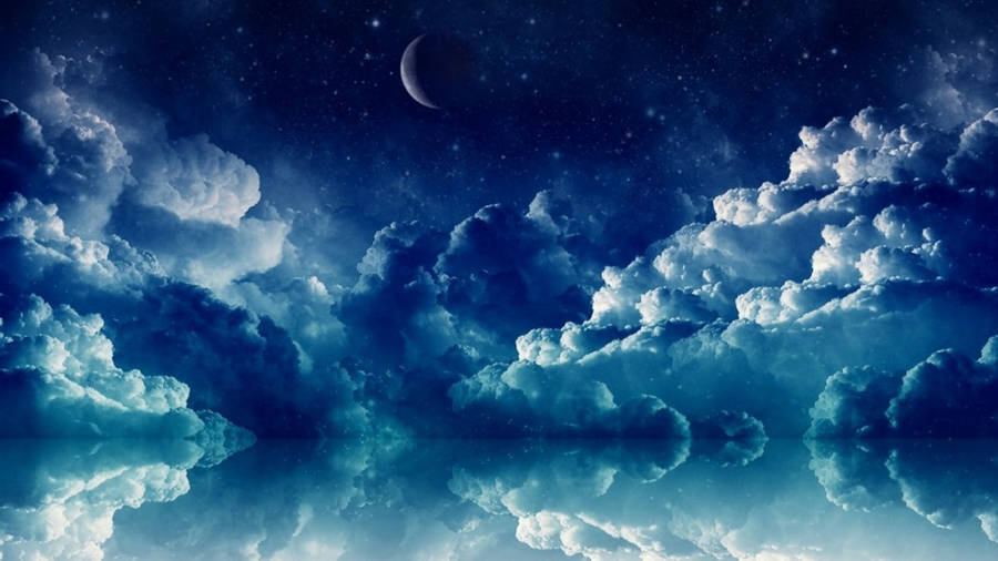 Pretty Background Night Clouds Moon Wallpaper