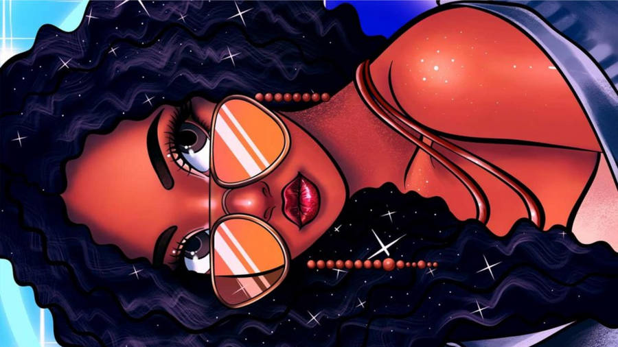 Pretty Black Cartoon Girl In Close-up Wallpaper