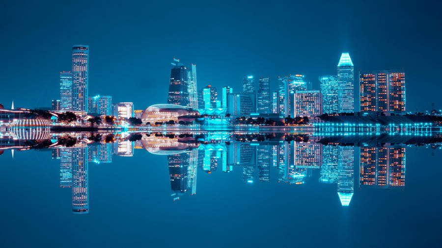 Pretty Desktop Blue City Wallpaper