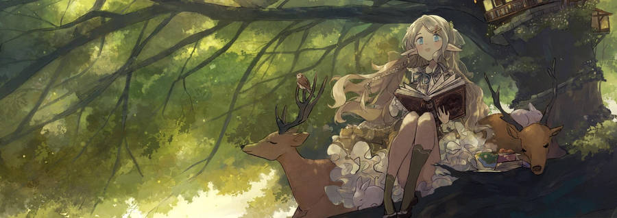 Pretty Elf Noble Reading Wallpaper