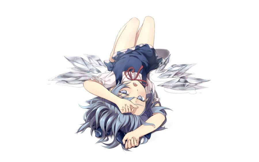 Pretty Girl Cartoon Lying On Floor Wallpaper