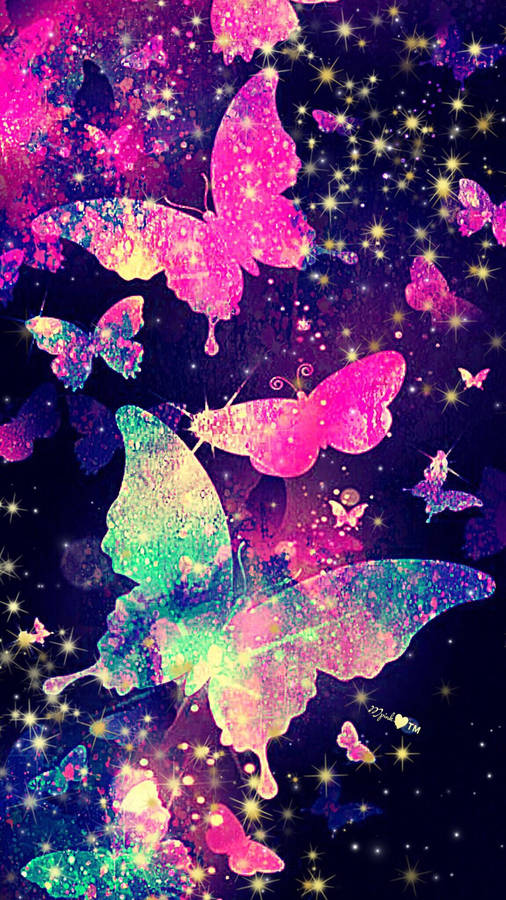 Pretty Glittering Butterfly Lock Screen Wallpaper