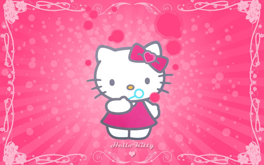 Pretty Hot Pink Hello Kitty Desktop Wallpaper