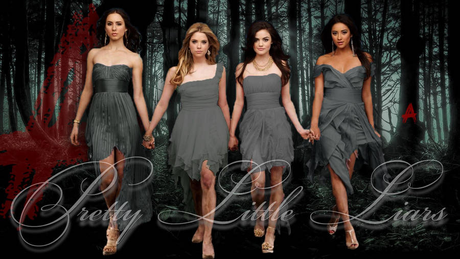 Pretty Little Liars In Grey Dresses Wallpaper