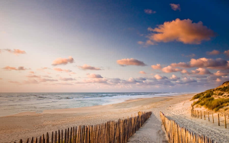 Pretty Ocean With Fenced Beach Wallpaper