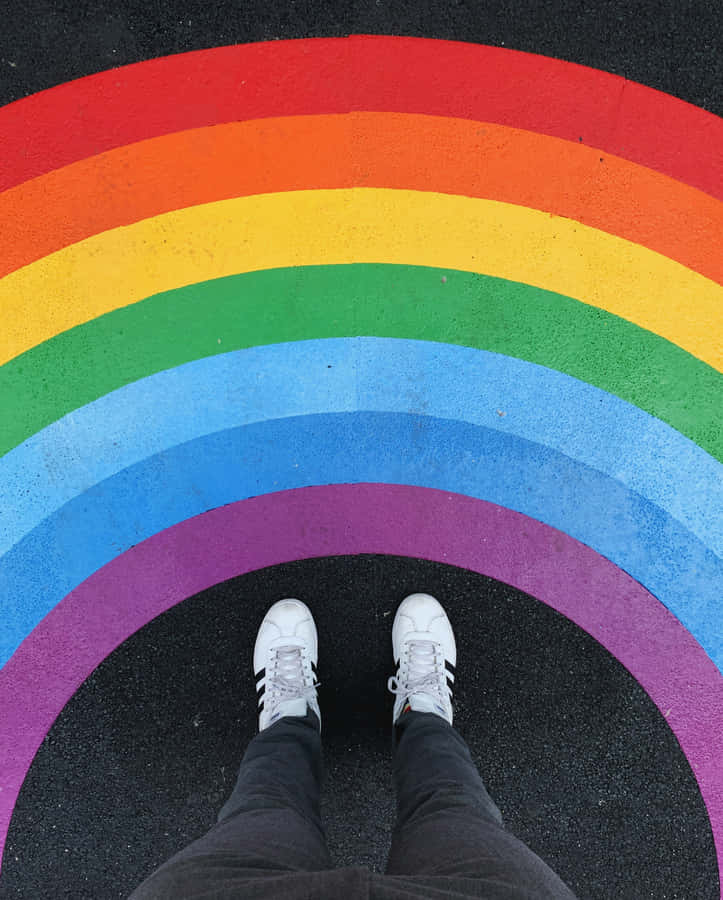 Pride Rainbow Pavement Person Standing Wallpaper