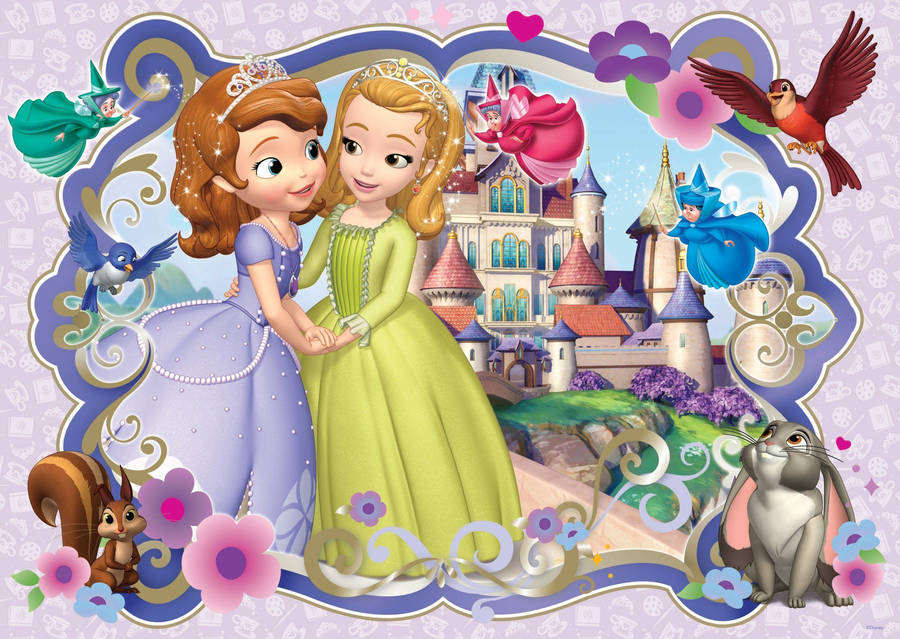 Princess Sofia And Amber Sweet Moment Wallpaper