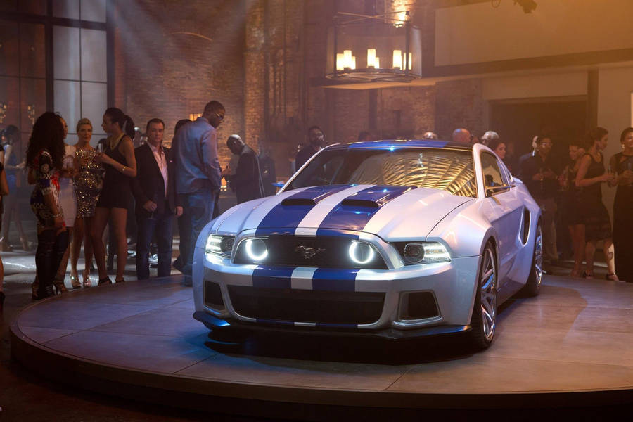 Pristine Ford Mustang Hd In Showroom Wallpaper