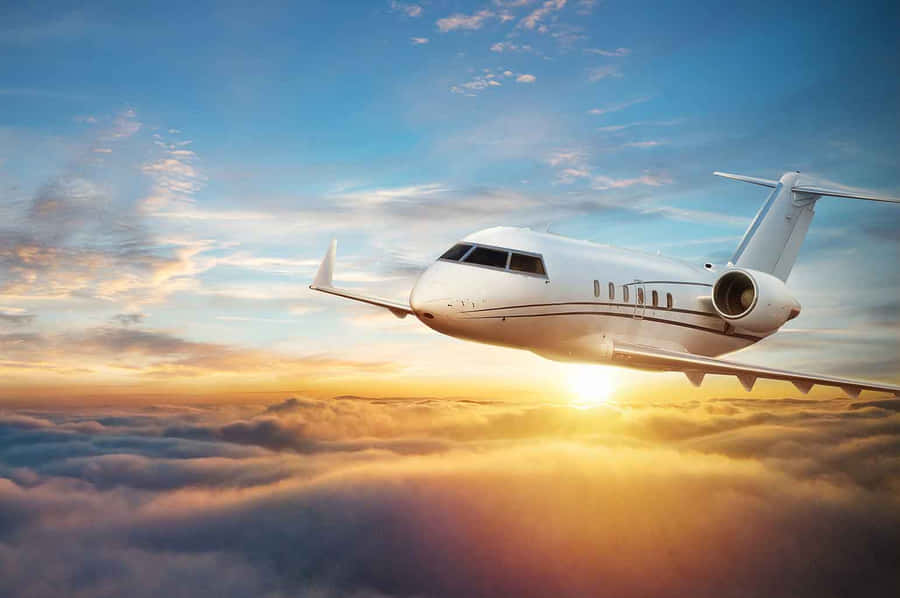 Private Jet Flying Wallpaper