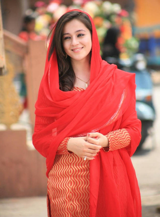 Priyal Gor Hijab Girl In Red Wallpaper