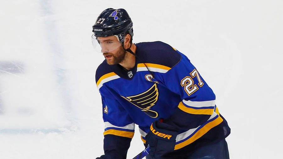 Professional Hockey Player Alex Pietrangelo In Cool Blue Jersey Wallpaper