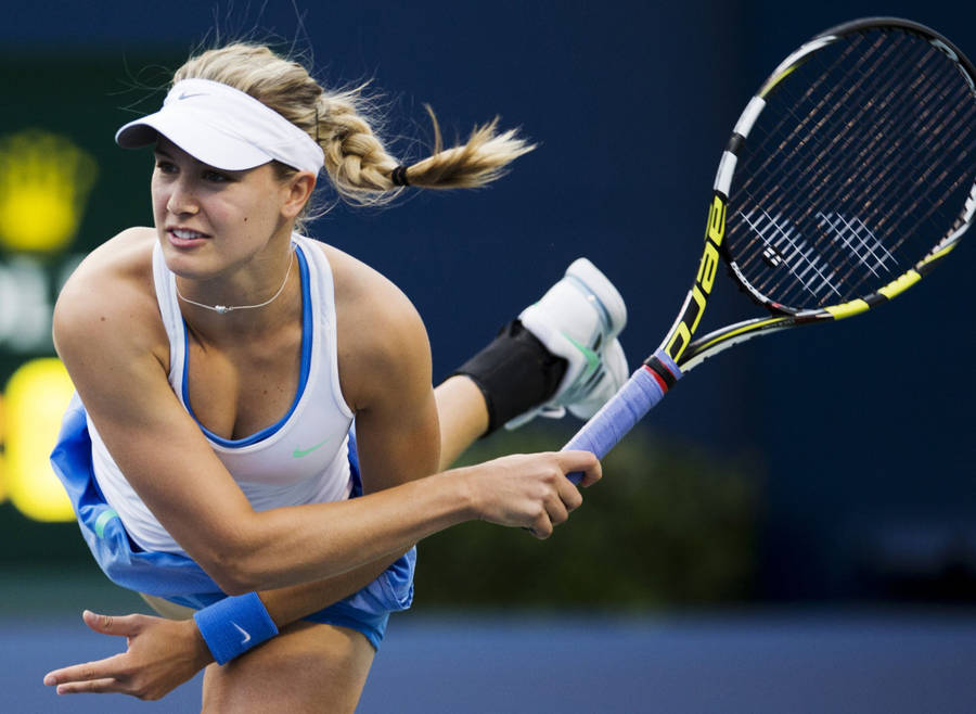 Professional Tennis Player Eugenie Bouchard In Focus Wallpaper