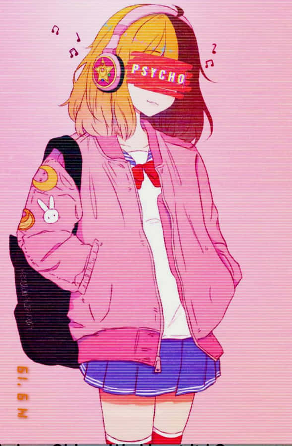 Psycho Anime Girl With Piercing Glare Wallpaper