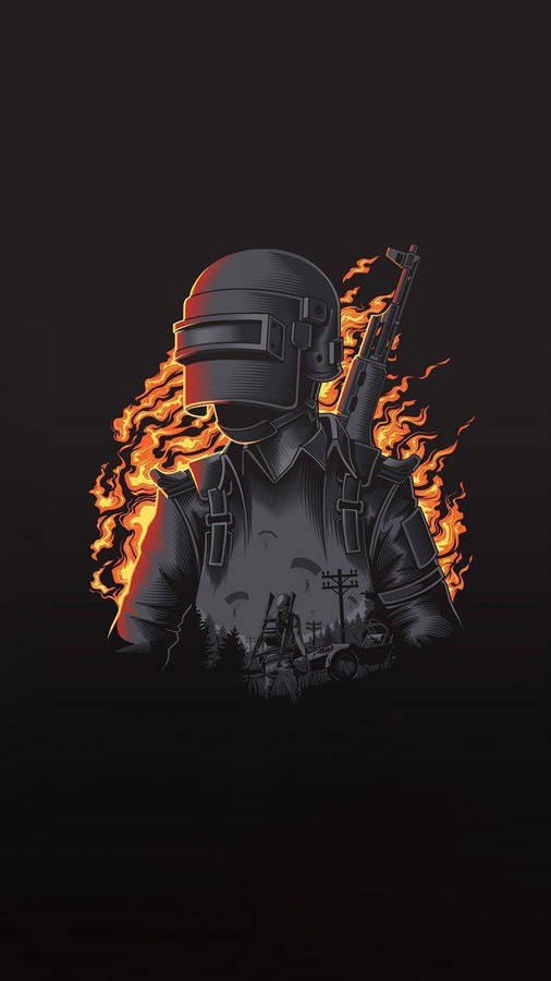 Pubg Hd Helmet Character Burning Wallpaper