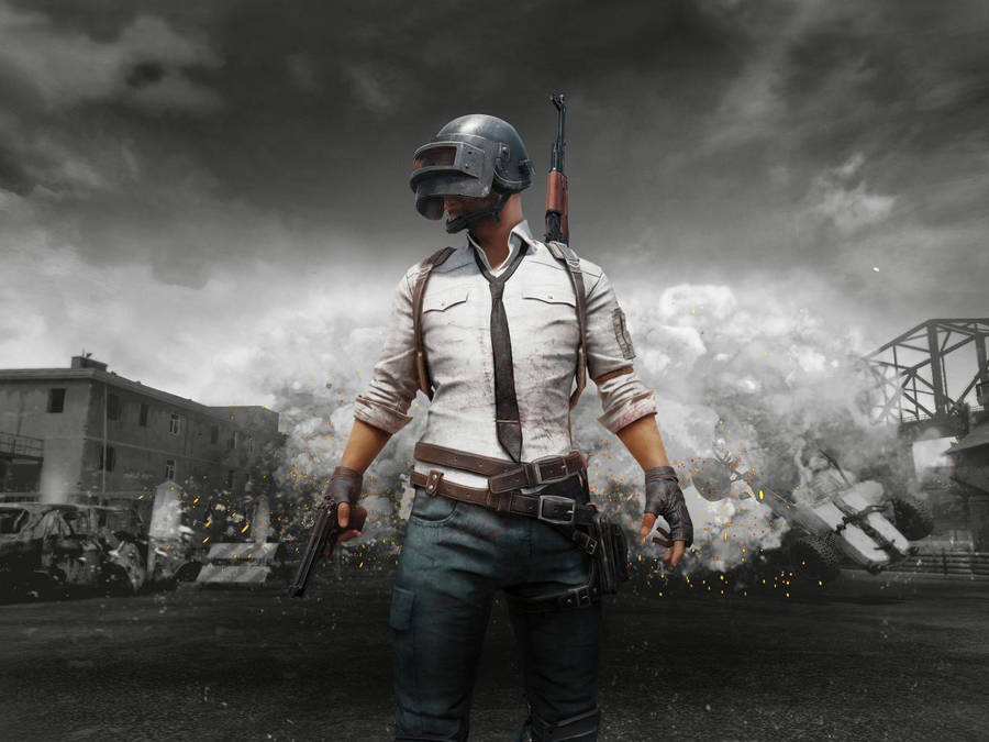 Pubg Hd Helmet Character In Ruins Wallpaper