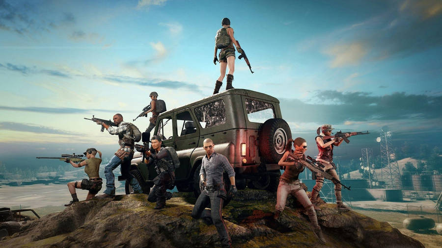 Pubg Hd Players Near Vehicle Wallpaper