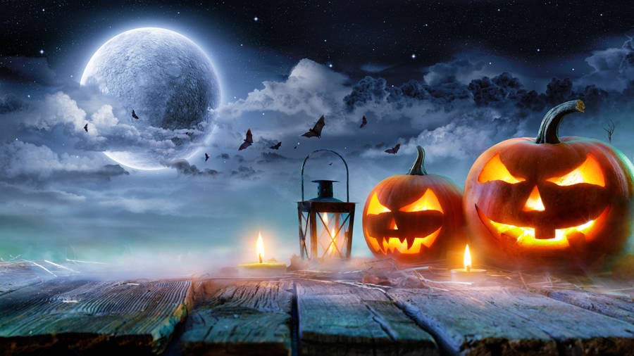 Pumpkins And Candles Halloween Computer Wallpaper