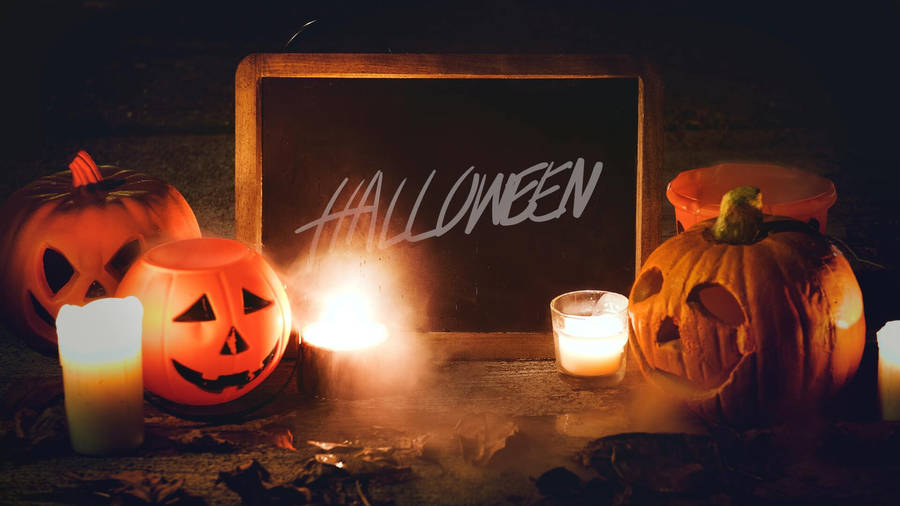 Pumpkins With Candles Halloween Computer Wallpaper