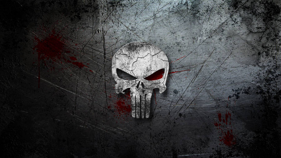 Punisher Logo Scratched Metal Wallpaper