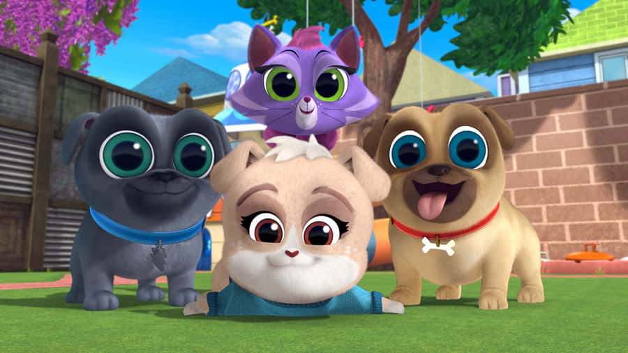 Puppy Dog Pals In Backyard Wallpaper