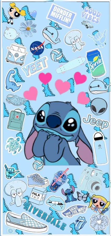 Puppy-eyed Stitch Collage Wallpaper