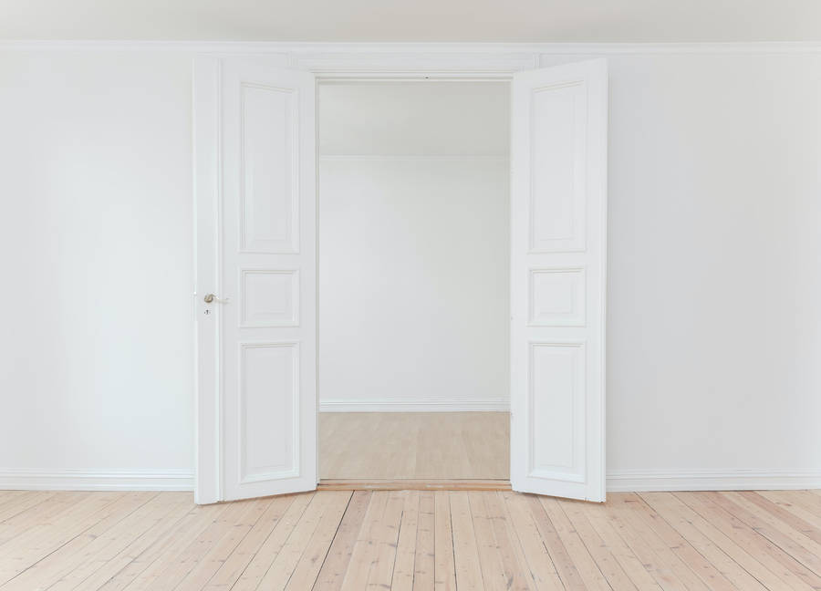 Pure White Classic Double Door Wallpaper