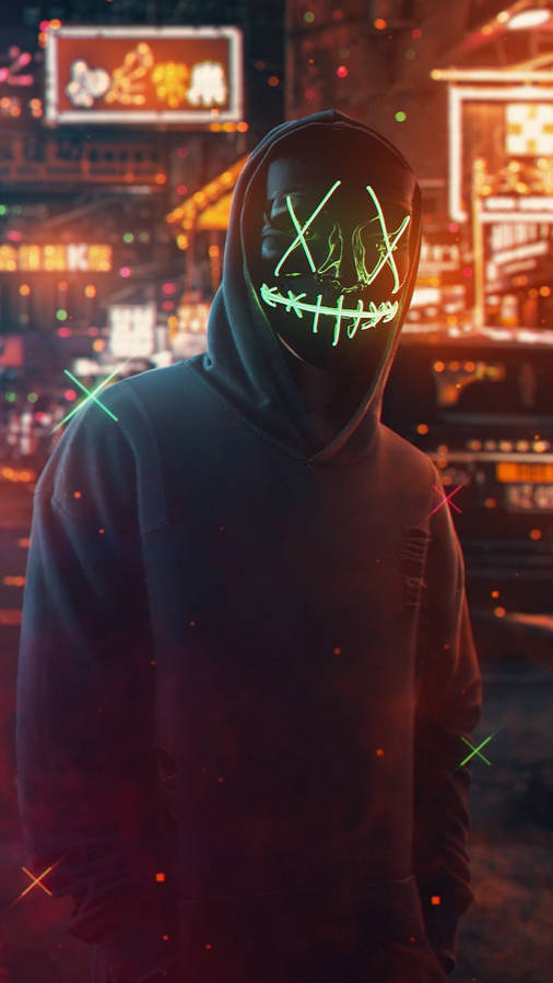 Purge Mask Green Orange Wallpaper