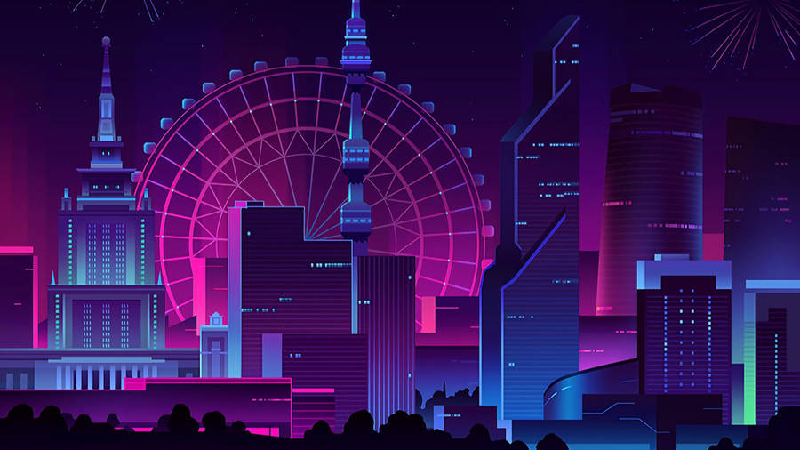 Purple Aesthetic City Background Art Wallpaper