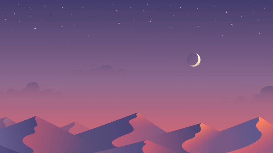 Purple Aesthetic Desert Night Digital Art Wallpaper