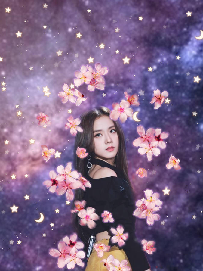 Purple Aesthetic Flower Jisoo Wallpaper